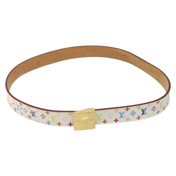 LOUIS VUITTON Monogram Multicolor Ceinture Carre Belt White - Picture 2 of 14